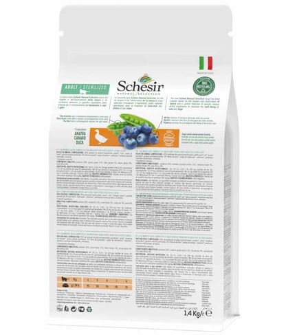 Schesir Natural Selection Dry Food for Sterilized Cats with Duck