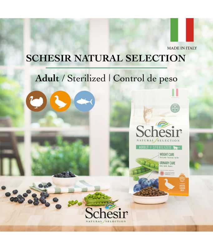 Schesir Natural Selection Dry Food for Sterilized Cats with Duck