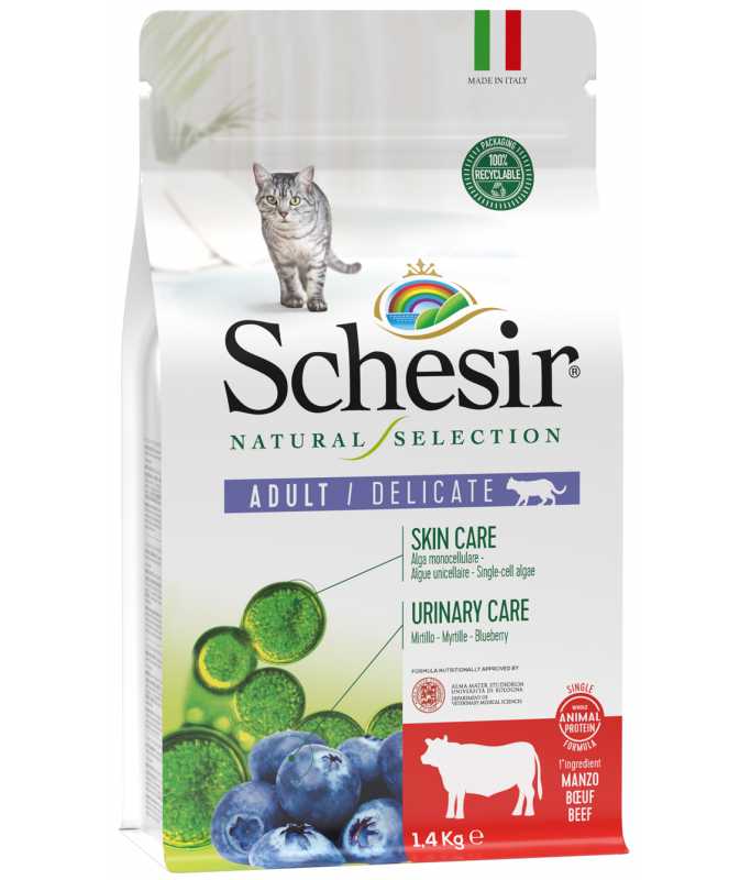 Schesir Natural Selection Dry Food for Cats Adult Delicate Rich in Beef