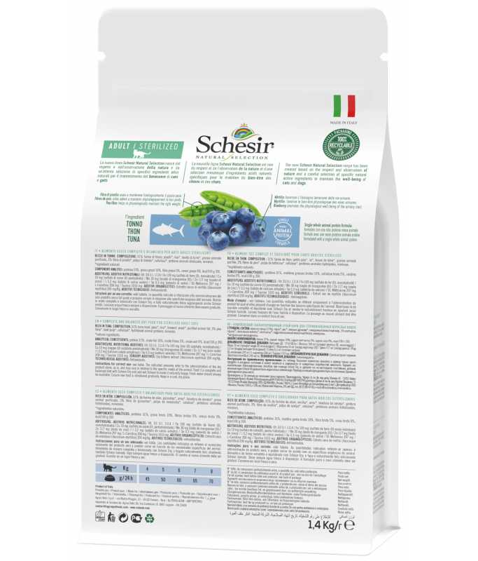 Schesir Natural Selection Dry Food for Sterilized Cats with Tuna