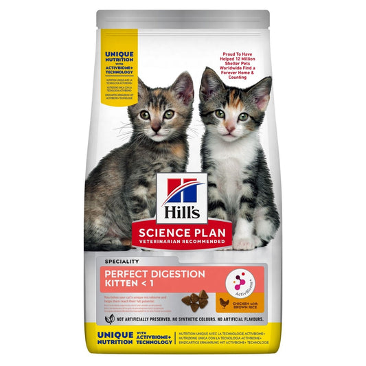 Hill's Science Plan Perfect Digestion, Kitten <1, Dry Cat Food with Chicken & Brown Rice