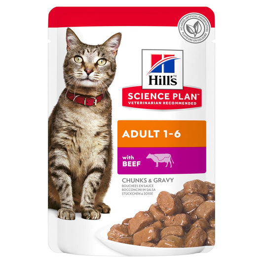 Hill's Science Plan Adult Wet Cat Food Beef Pouch, 85g