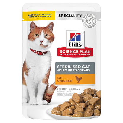 Hill's Science Plan Sterilised Adult Cat Wet Food with Chicken Pouch, 85g