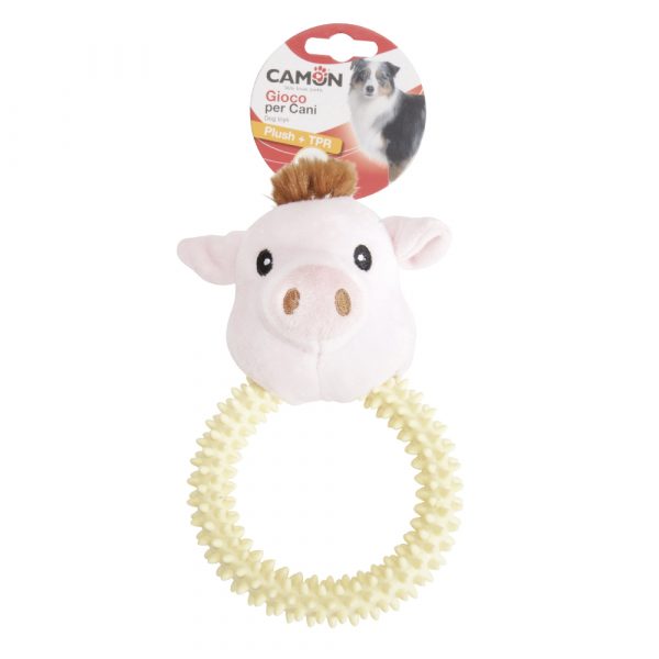 Camon Plush Dog Toy with TPR Ring