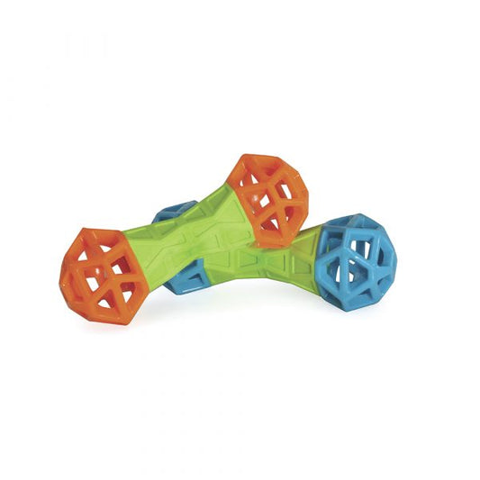 Camon Geometric TPR Dog Treat Dumbbell with Squeaker 18cm