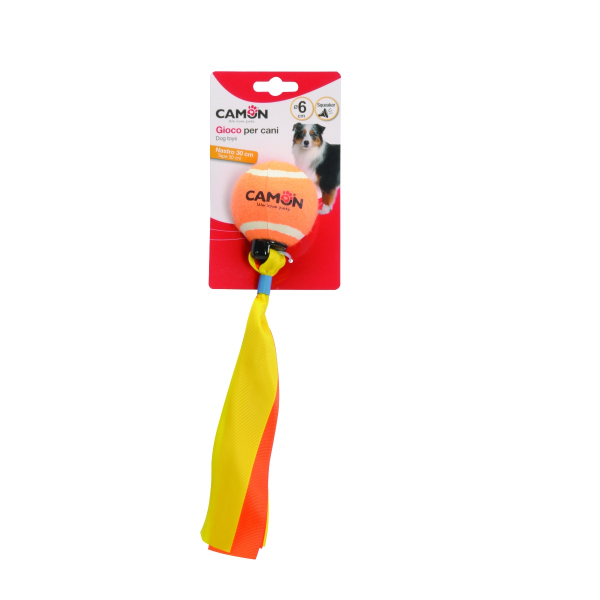 Camon Tennis Ball with Squeaker and Ribbon