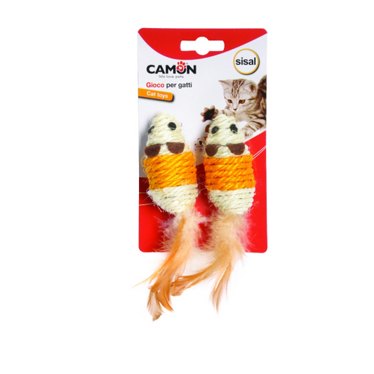 Camon Sisal Mouse with Feather (2Pcs)