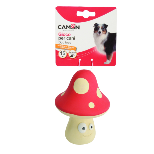 Camon Latex Mushroom with PP Filling Material and Squeaker Dog Toy