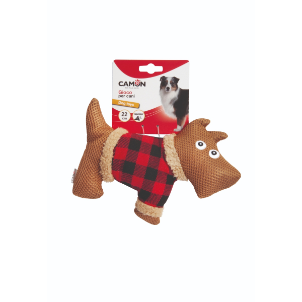 Camon Dog Toy - Fabric Dog (Outline) with Squeaker (22cm)