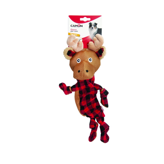 Camon Fabric Dog Toy with Squeaker - Reindeer (30cm)