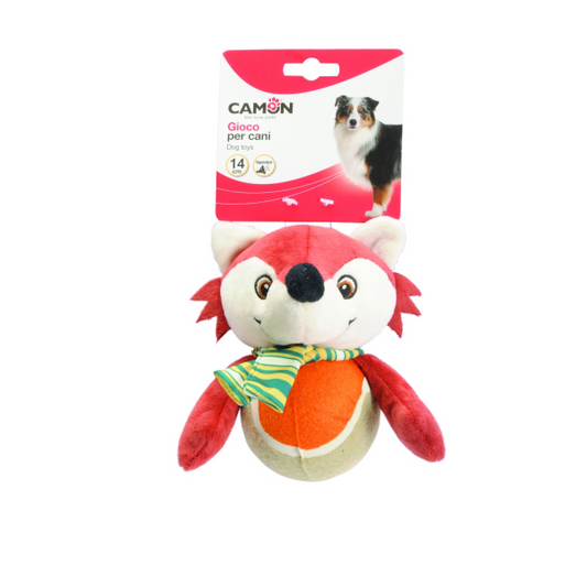 Camon Dog Toy - Plush Toy with Tennis Ball and Squeaker (14cm)