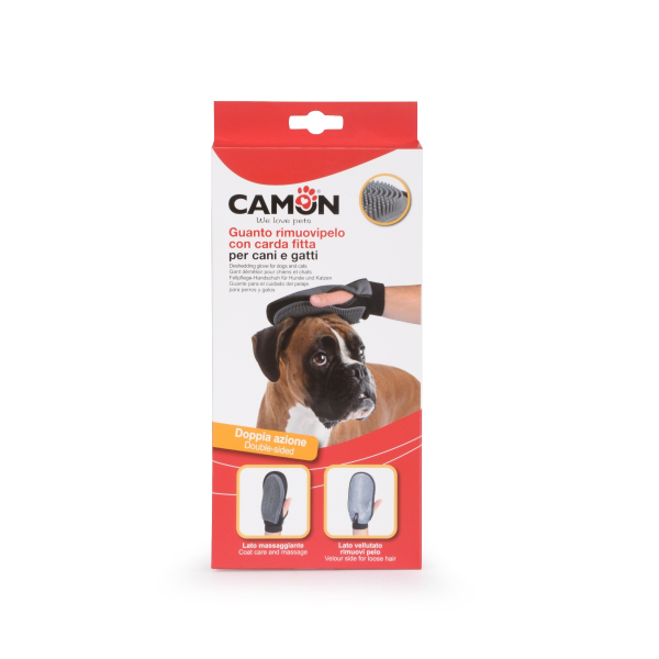 Camon Deshedding Glove with Dense Knobs For Dogs and Cats