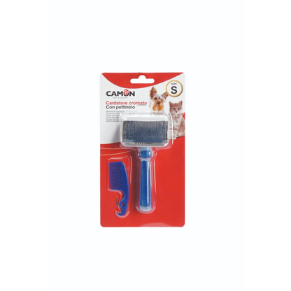 Camon Chrome-Plated Slicker Brush with Comb