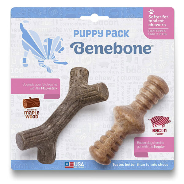 Benebone Puppy 2-Pack Maplestick/Zaggler Bacon Tiny