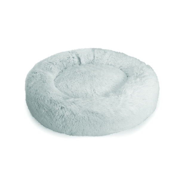 Camon Round Furry Pet Bed, Grey