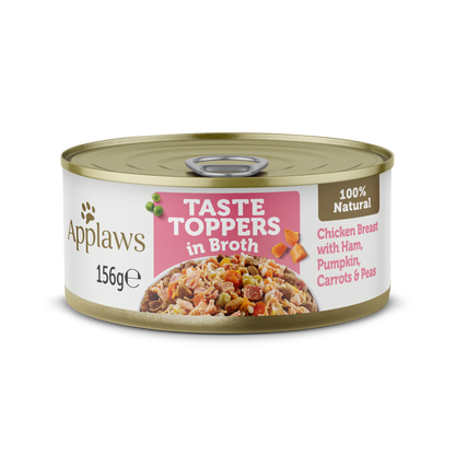 Applaws Taste Topper In Broth Chicken with Ham for Dogs, 156G