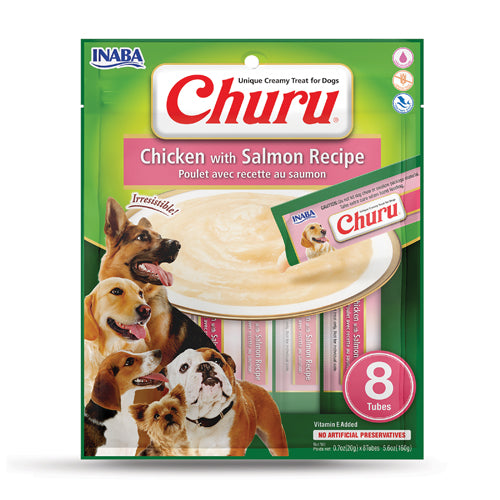 Inaba Dog Churu Chicken with Salmon Recipe 8PCS/PK