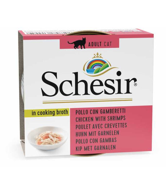 Schesir Cat Can Chicken with Shrimps in Broth, 70g