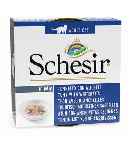 Schesir Cat Can Tuna with Whitebaits in Jelly, 85g