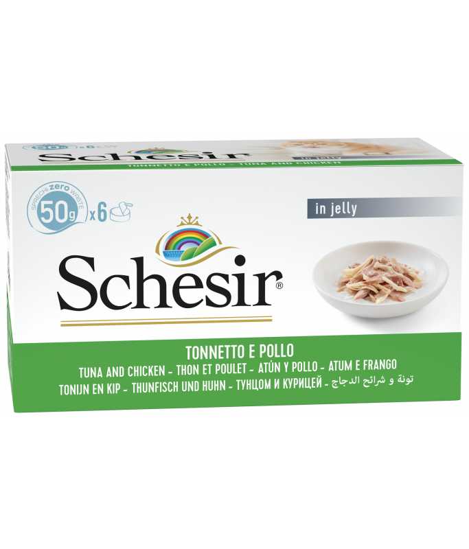 Schesir Cat Multipack Can Tuna with Chicken in Jelly, Box of 6x50g