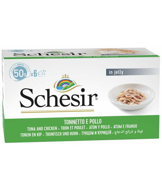 Schesir Cat Multipack Can Tuna with Chicken in Jelly, Box of 6x50g