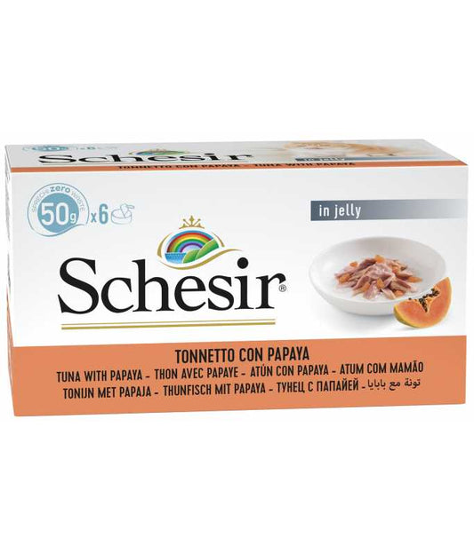 Schesir Cat Multipack Can Tuna with Papaya in Jelly, Box of 6x50g