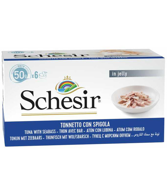 Schesir Cat Multipack Can Tuna with Seabass in Jelly, Box of 6x50g