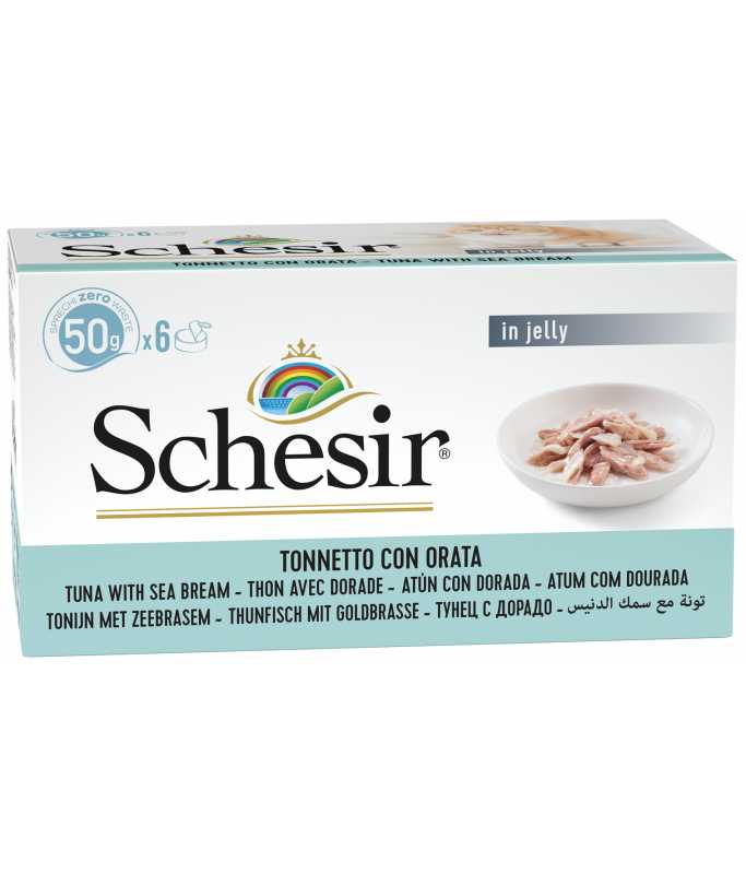 Schesir Cat Multipack Can Tuna with Seabream in Jelly, Box of 6x50g