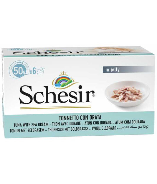 Schesir Cat Multipack Can Tuna with Seabream in Jelly, Box of 6x50g