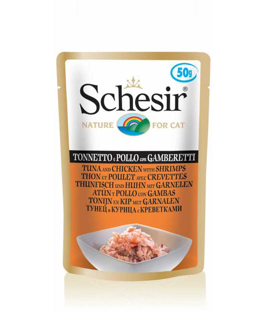 Schesir Cat Pouch Tuna with Chicken with Shripms in Jelly, 50g