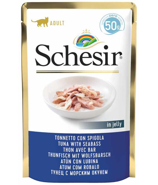 Schesir Cat Pouch Tuna with Seabass in Jelly, 50g