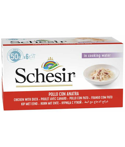 Schesir Cat Multipack Can Chicken Fillets with Duck Natural Style, Box of 6x50g