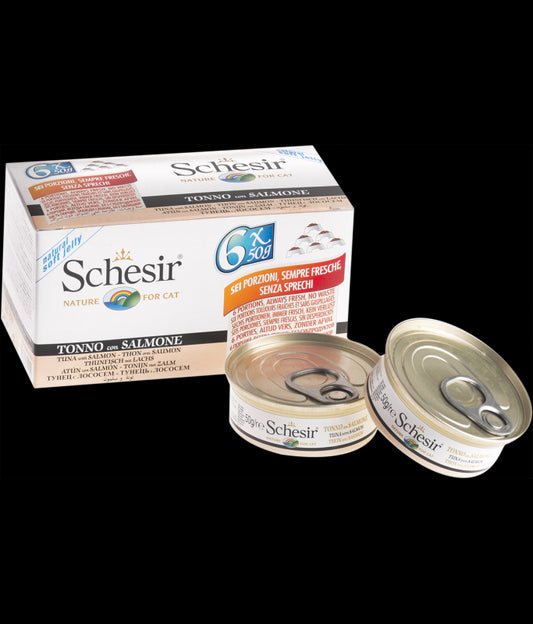 Schesir Cat Multipack Can Tuna With Salmon in Jelly, Box of 6x50g