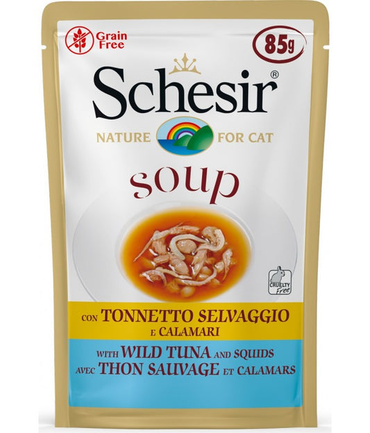 Schesir Cat Soup With Wild Tuna and Squid, 85g