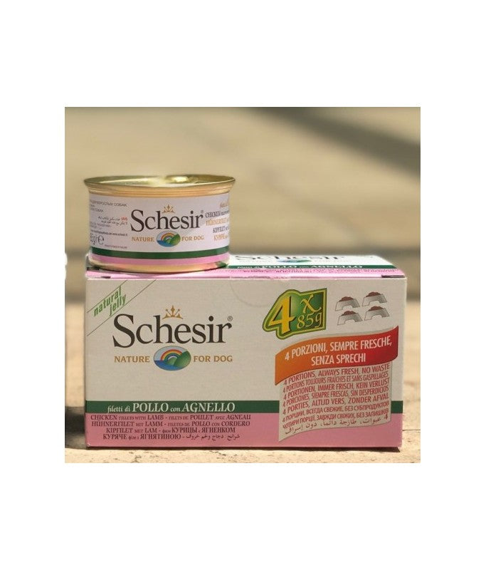 Schesir Dog Wet Food Chicken Fillets With Lamb (Pack of 4x85g)