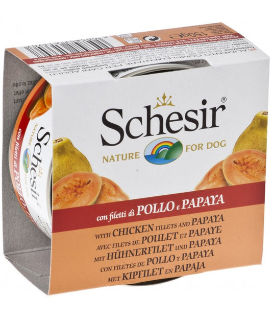 Schesir Dog Wet Food Chicken Fillets With Papaya, 150g
