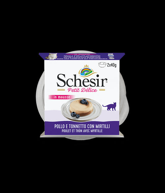 Schesir Petit Delice Cat Can Chicken and Tuna with Blueberries (Pack of 2x40g)
