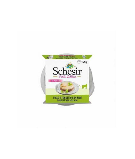 Schesir Petit Delice Cat Can Chicken and Tuna with Kiwi (Pack of 2x40g)