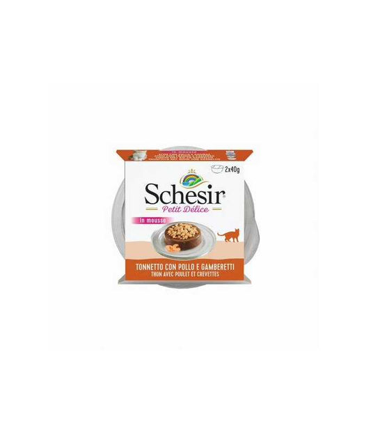 Schesir Petit Delice Cat Can Tuna and Chicken with Shrimps (Pack of 2x40g)