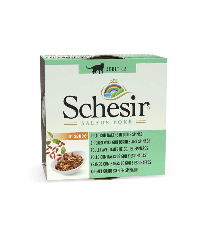 Schesir Salad Cat Can Chicken with Gojiberries and Spinach, 85g